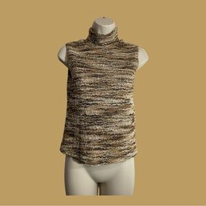 Creative Design Works Petite Sleeveless Mock Turtle Stretch Knit Neutral Top PS